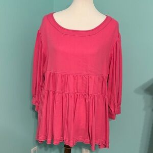 Entro Sz L Women's Pink Tiered Tunic Top NWOT